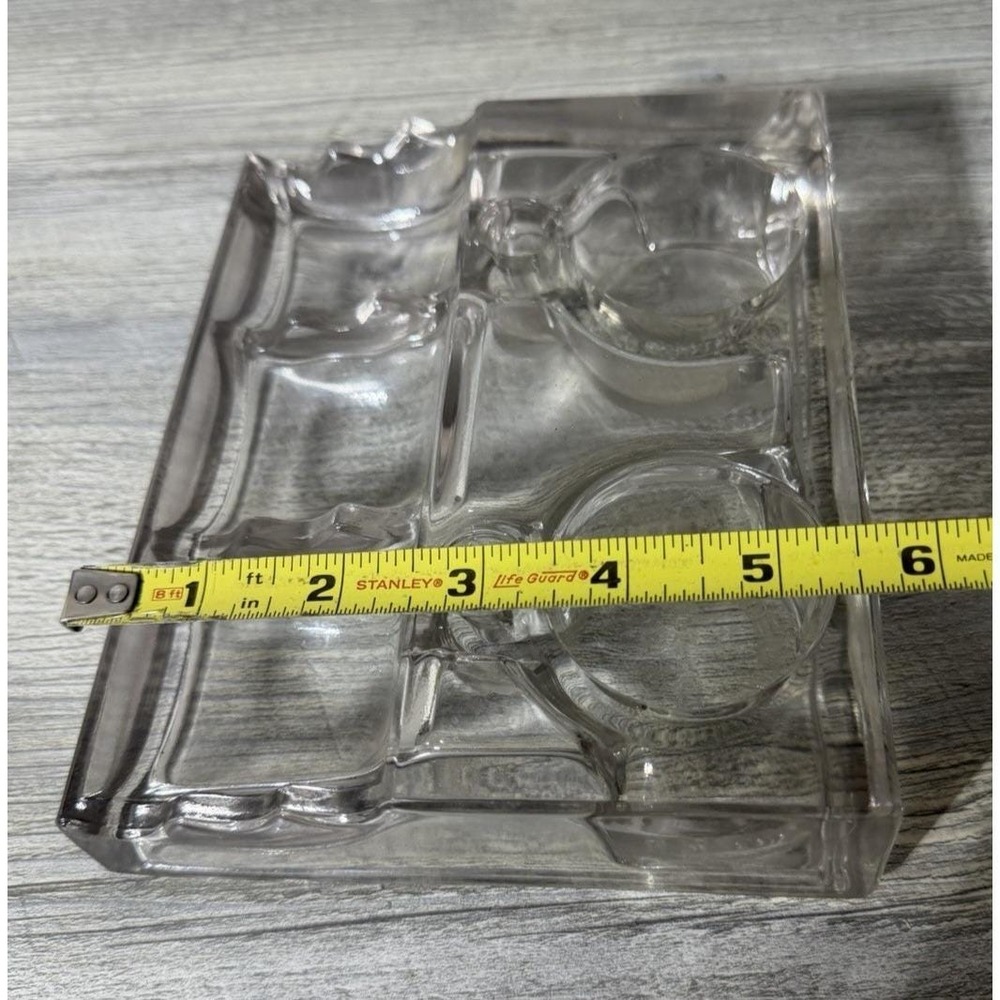 Antique Vintage 1911 Heavy Clear Glass Double Inkwell Desk Set Gem USA - Picture 9 of 9
